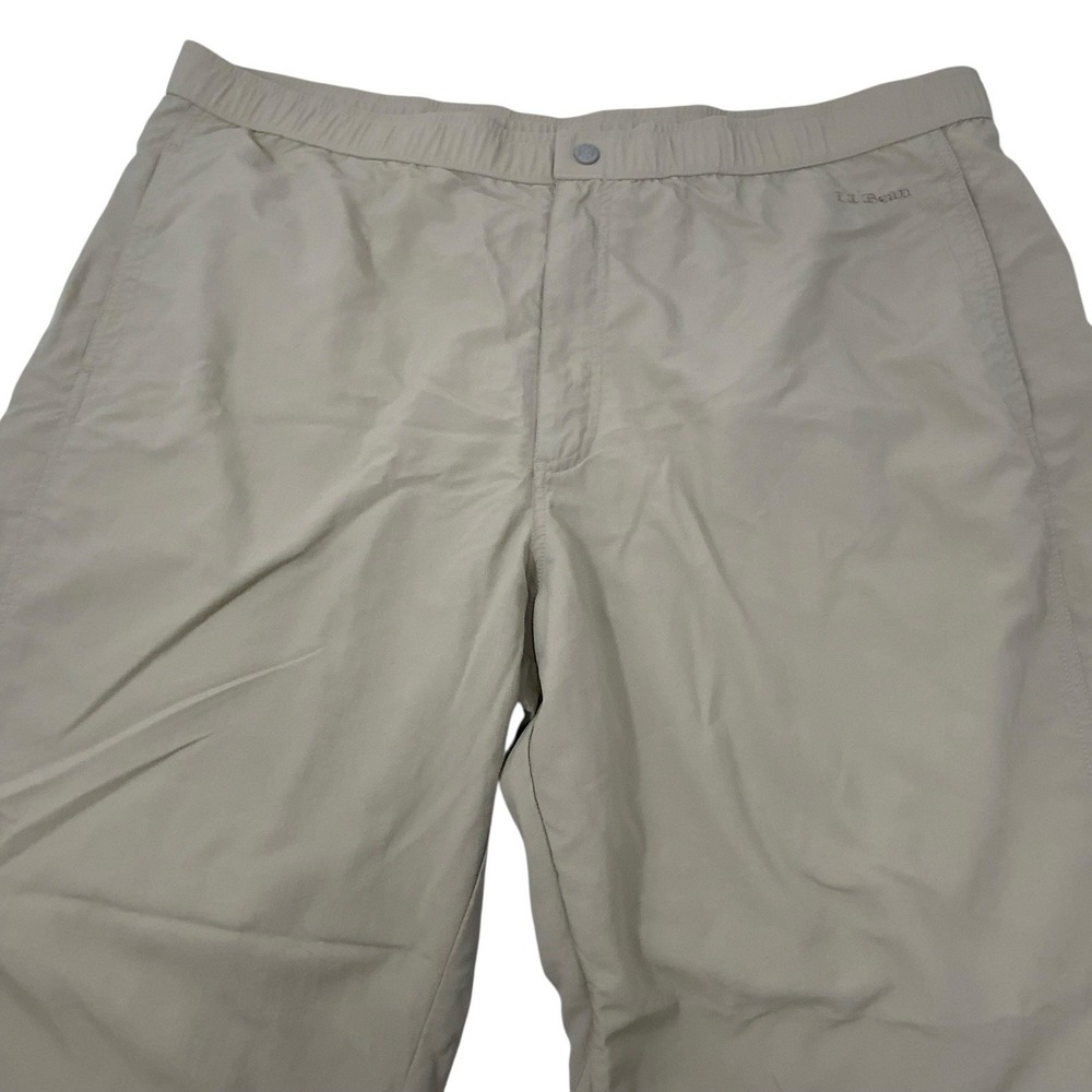 LL Bean Mens Nylon Tan Hiking Pants 0FVL4 Ankle Zip Outdoor‎ XXL 2XL Drawstring